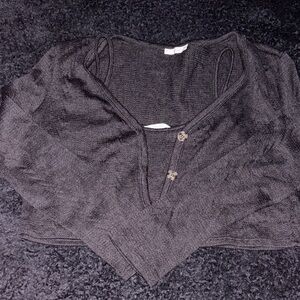 Black Knit Cardigan with Button Detail